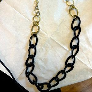 Graziano 1 strand black silver link necklace 39” in total